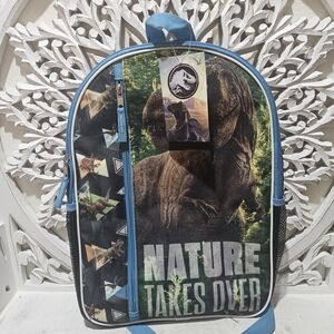 NEW Jurassic World Nature Takes Over Blue Balack Green Backpack